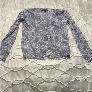 Banana Republic Floral Blue and White Cardigan